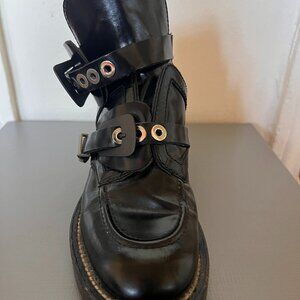 Balenciaga Ceinture Leather Ankle Boots - Black 38.5